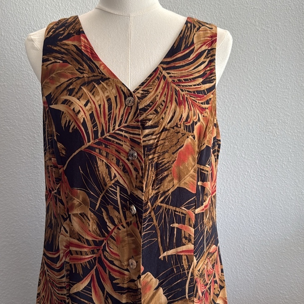T & Company Leaves Print Maxi Dress Size 12 - Picture 2 of 7